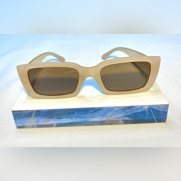 retro square Color sunglasses UV blocking beige brown tint - Picture 2 of 15